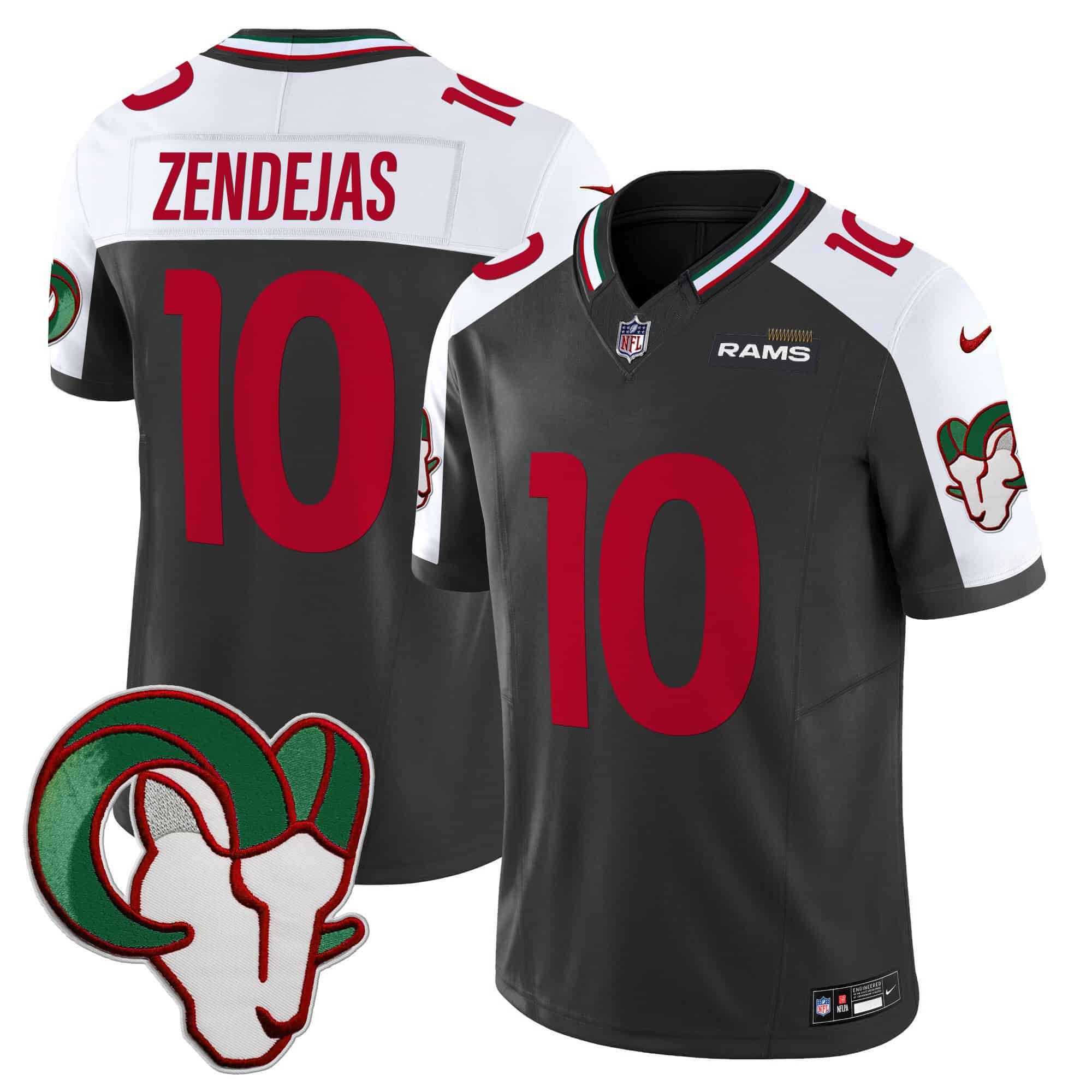 Men Los Angeles Rams #10 Zendejas Black 2024 Nike Mexico Vapor Limited NFL Jersey style 1